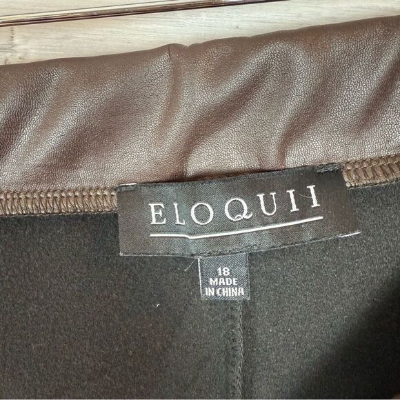 Eloquii Brown and Dark Brown Faux Leather Leggings - Picture 2 of 4